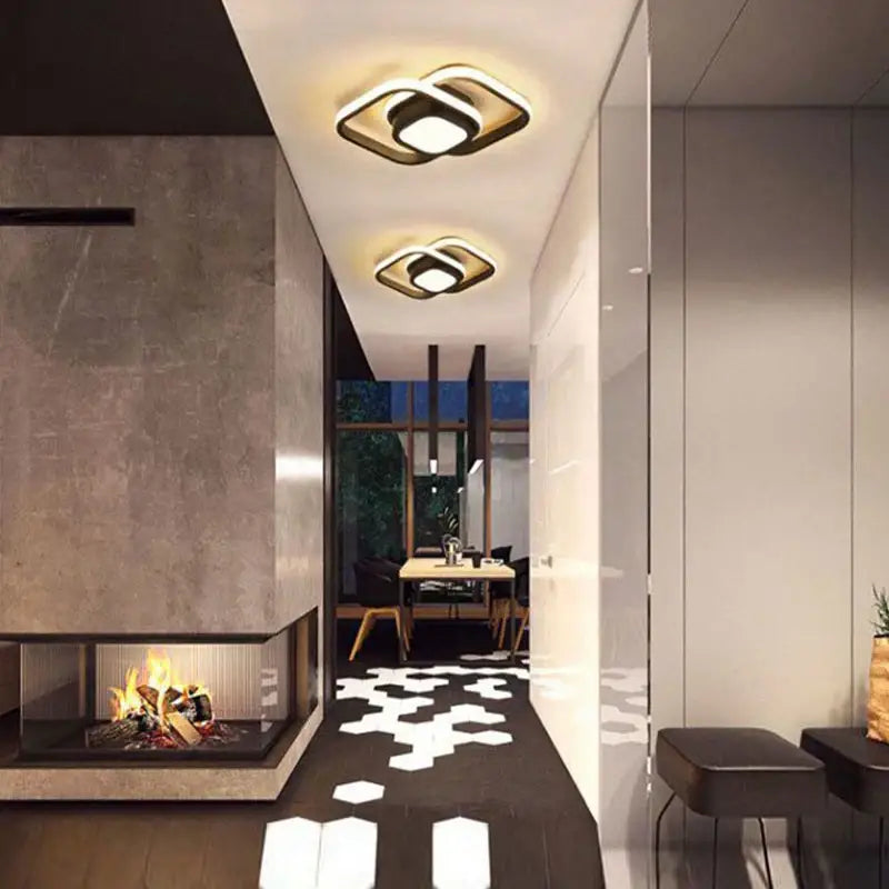Modern decorbites black gold led ceiling light with sleek gold and white square design for indoor chandelier lighting