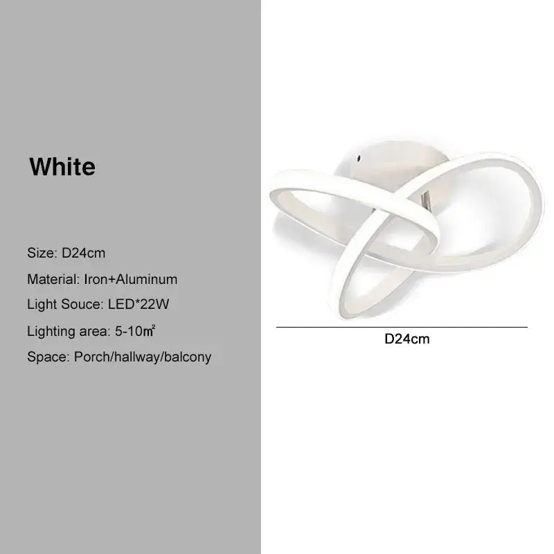 White modern decorbites black gold led ceiling light with sleek intertwined ring design in iron and aluminum for indoor use