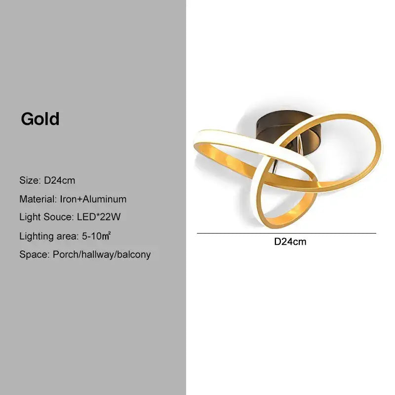 Gold and white intertwined ring ceiling light fixture for all indoor spaces from decorbites black gold led ceiling series