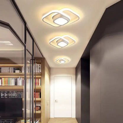 Modern square-shaped decorbites black gold led ceiling light with sleek white frame and warm led illumination for indoor use