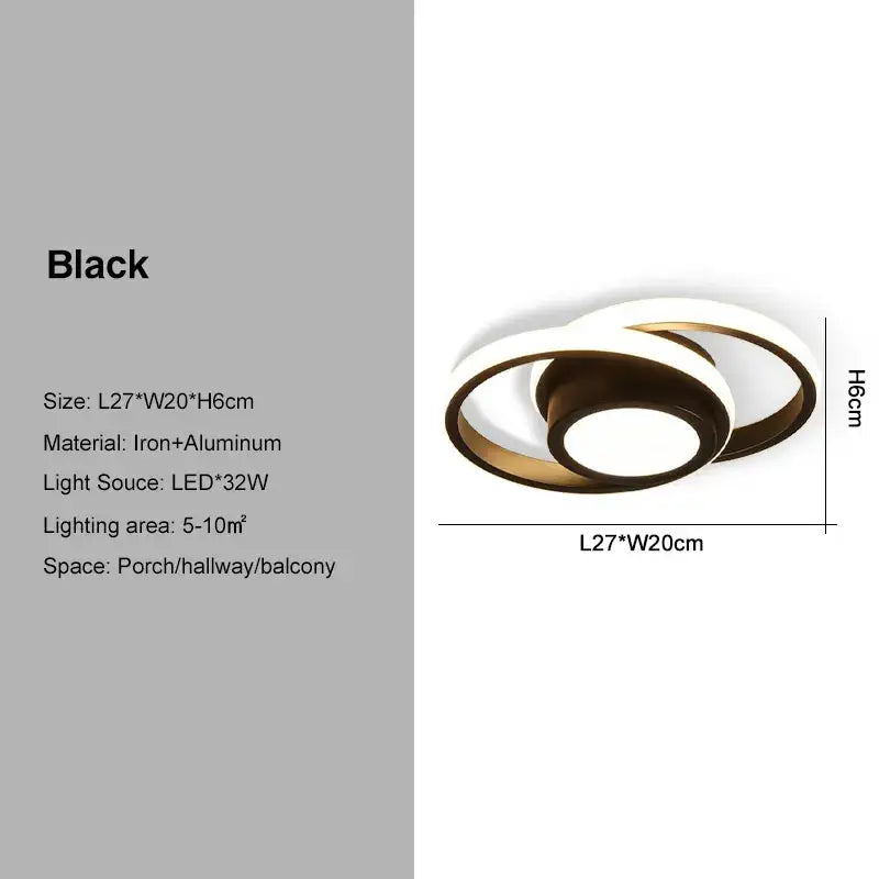 Decorbites black gold led ceiling light with modern sleek overlapping ring design for indoor chandelier lighting