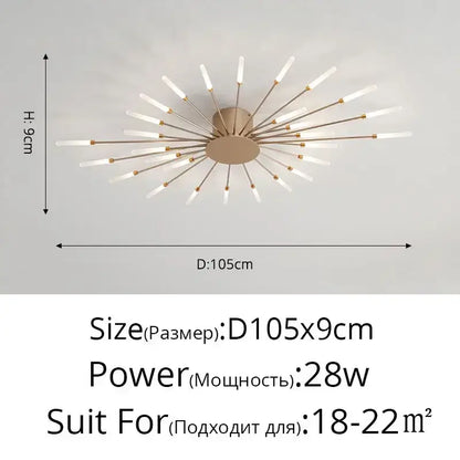 Modern gold led chandelier with slender arms and frosted white shades by DecorBites black gold for living spaces