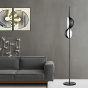 Modern black floor lamp decorbites black gold led with sleek minimalist design featuring two stacked circular shades