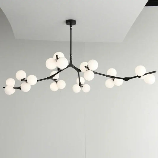Decorbites black gold led glass ball chandelier with black branch design and frosted globe lights for living room decor