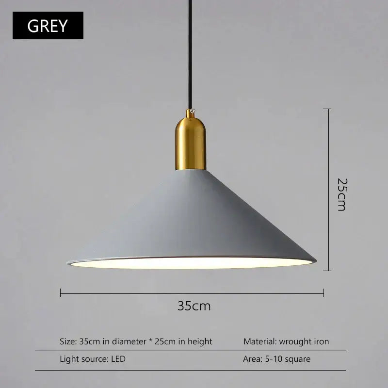Grey conical pendant light with brass finish from decorbites black gold led pendant lights in wrought iron construction