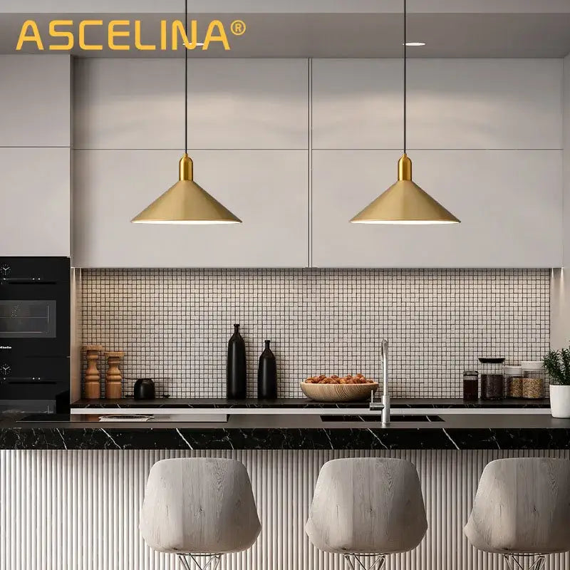 Gold-colored conical decorbites black gold led pendant lights with sleek metallic finish for home restaurant loft bar decor