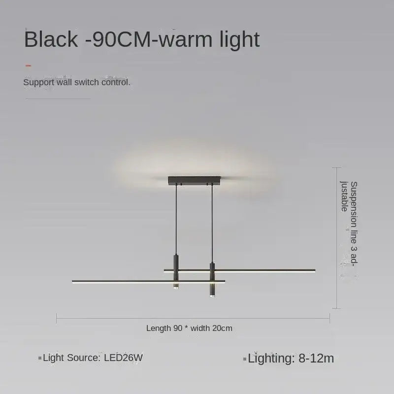 Black modern pendant lights with two horizontal led bars by decorbites black gold for minimalist dining rooms