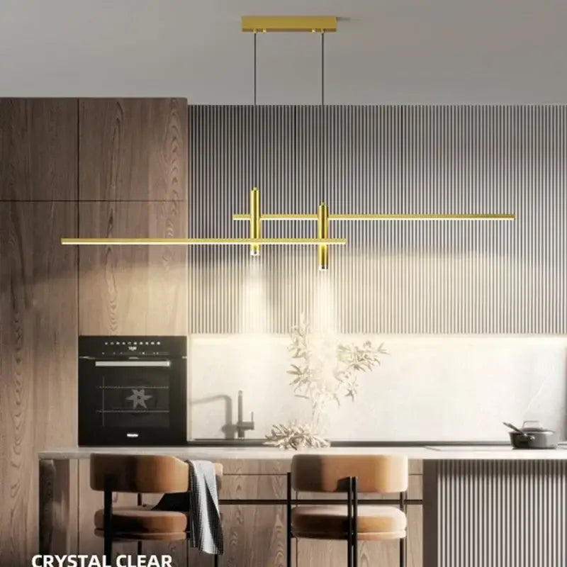 Decorbites black gold led pendant lights featuring gold-toned minimalist design with sleek geometric linear bars