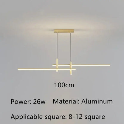 Modern gold-toned aluminum decorbites black gold led pendant lights with sleek linear design for minimalist dining rooms