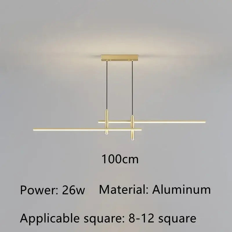 Modern gold-toned aluminum decorbites black gold led pendant lights with sleek linear design for minimalist dining rooms
