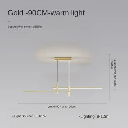 Gold-colored decorbites black gold led pendant lights with sleek linear design and warm white illumination for dining room