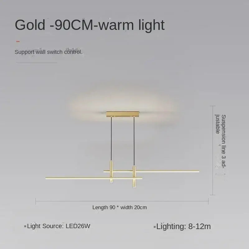 Gold-colored decorbites black gold led pendant lights with sleek linear design and warm white illumination for dining room