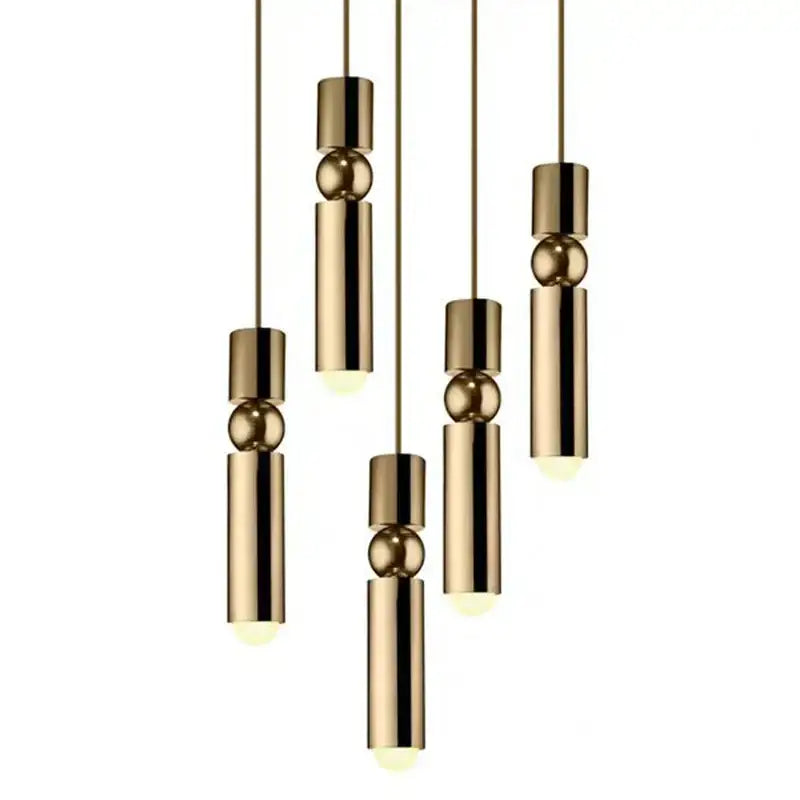 Modern decorbites black gold pendant lights with cylindrical and spherical metallic brass elements for home and shop decoration