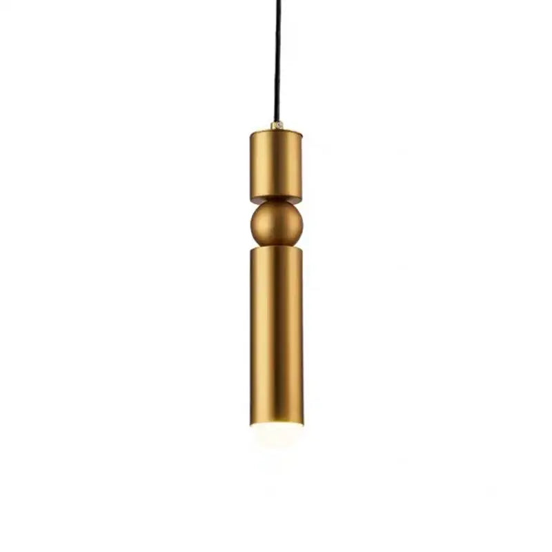 A minimalist DecorBites black gold LED tube pendant lamp with brushed gold finish and stacked geometric design