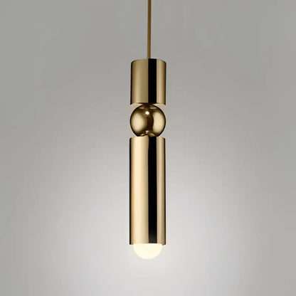 Brass cylindrical decorbites black gold led tube pendant lamp with polished spherical accent and warm glow for home use