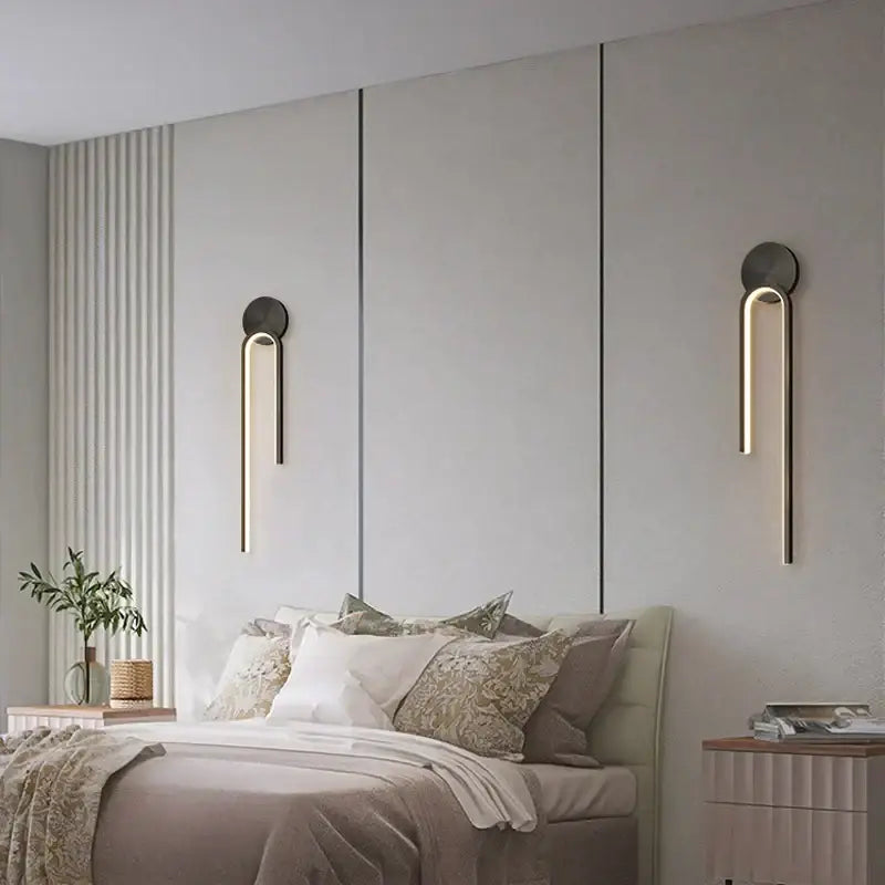 Modern black gold led wall lamp decorbites black gold with sleek curved sconces emitting warm glow for indoor decor