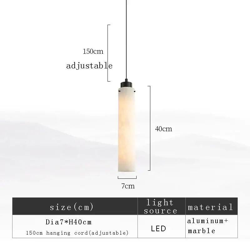 Decorbites black gold marble cylinder pendant light with frosted marble shade and aluminum frame for modern decor
