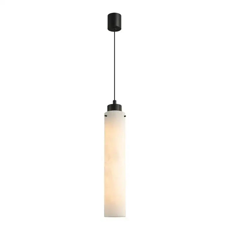 Modern black pendant light with frosted glass cylinder diffuser from decorbites black gold marble collection for home decor