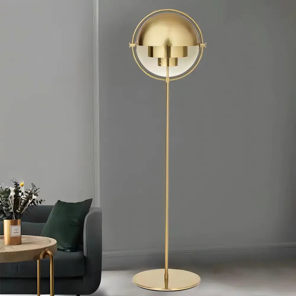 Decorbites black gold metal floor lamp with gold finish dome shade and slender stem for modern living room decor
