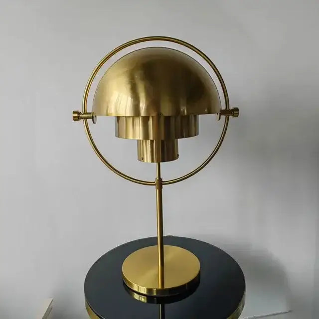 Brass-colored flower-shaped decorbites black gold metal floor lamp with circular ring and tiered petals for modern décor