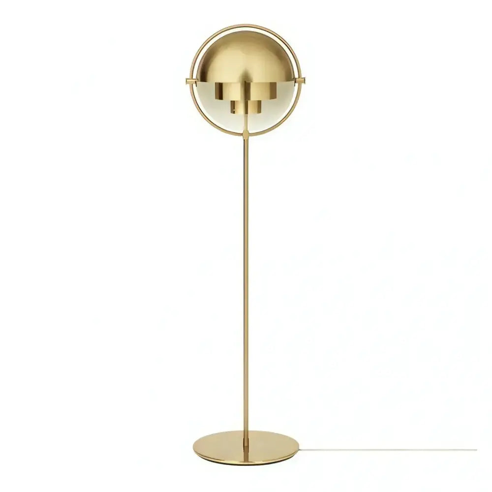 DecorBites black gold metal floor lamp with gold spherical flower-like design and clear glass panels for modern décor