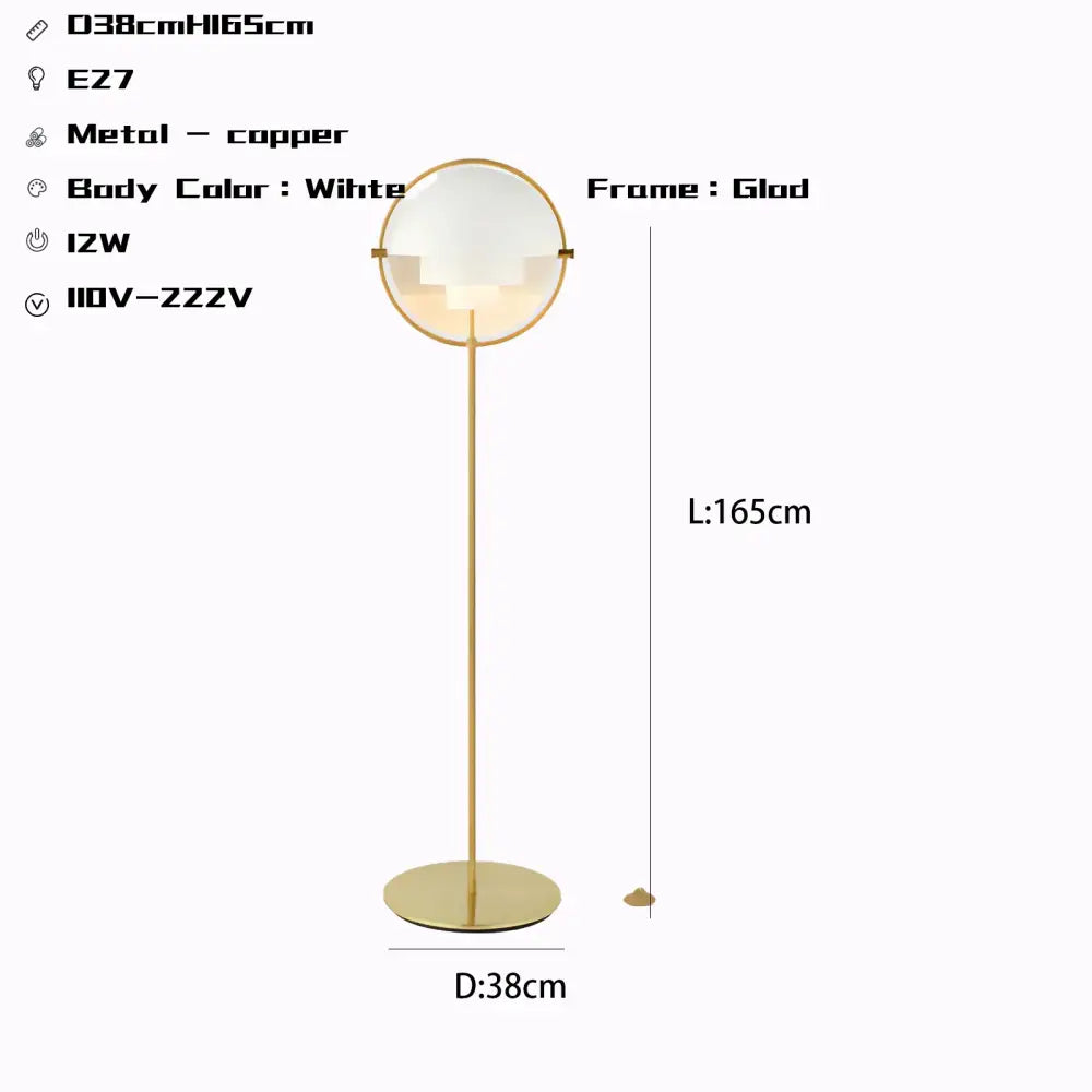 Decorbites black gold metal floor lamp with sleek copper frame and white frosted glass globe for modern living room decor