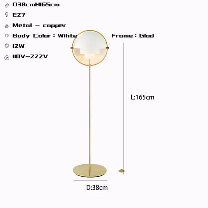 Decorbites black gold metal floor lamp with sleek copper frame and white frosted glass globe for modern living room decor