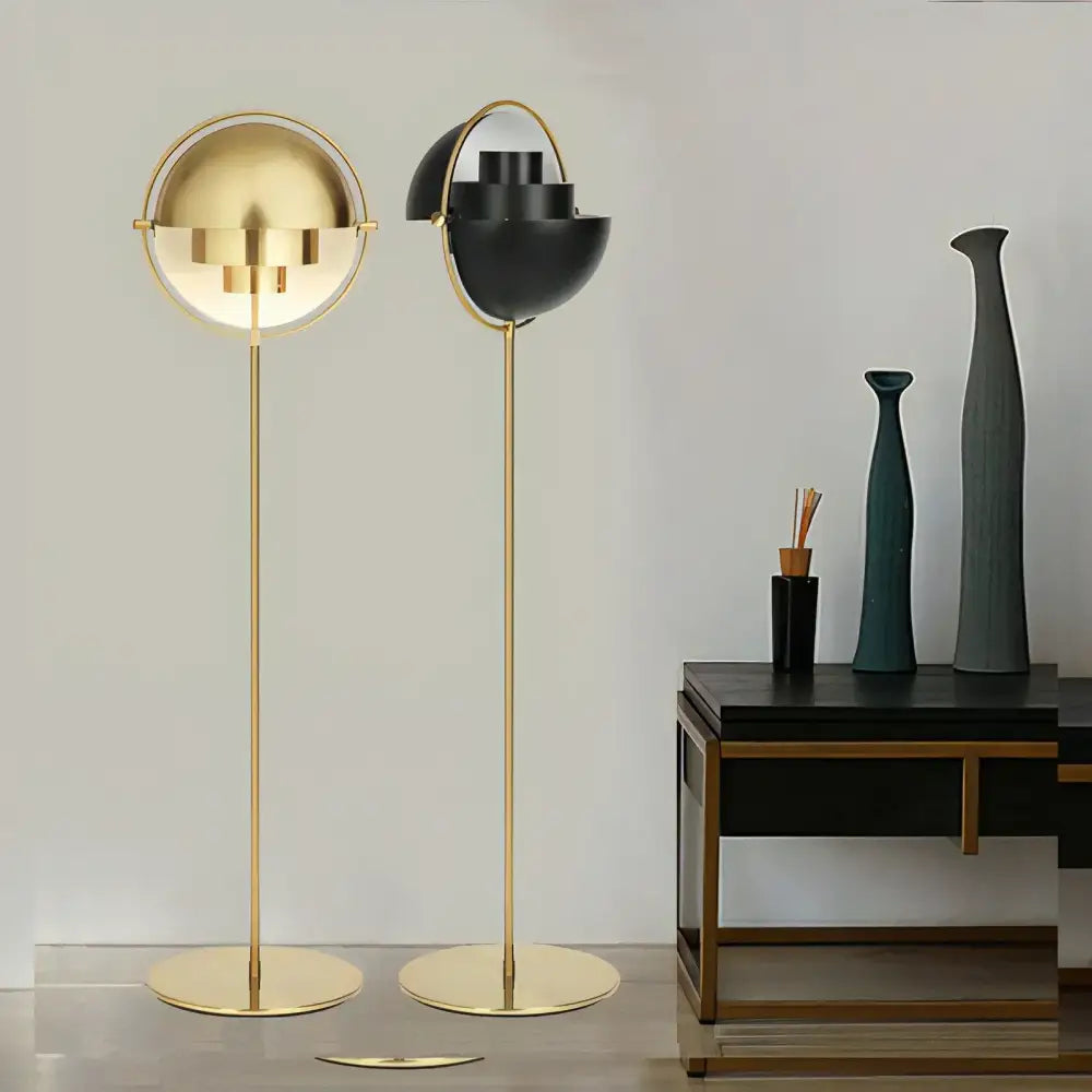 DecorBites black gold metal floor lamp with gold and black flower-shaped design for modern living room and bedroom décor