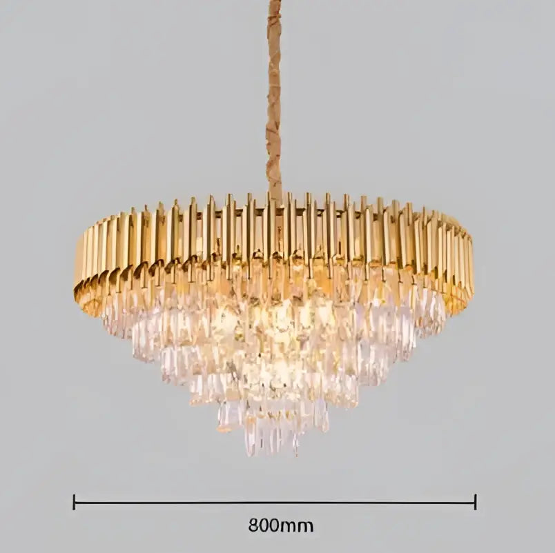 Decorbites black gold metal led chandelier with gold-toned cascading crystal prisms and braided rope suspension
