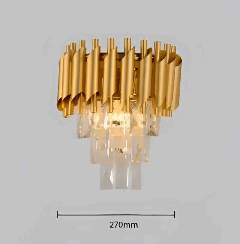 Decorbites black gold metal led chandelier with gold-toned cylindrical rods and cascading crystal prisms for living room