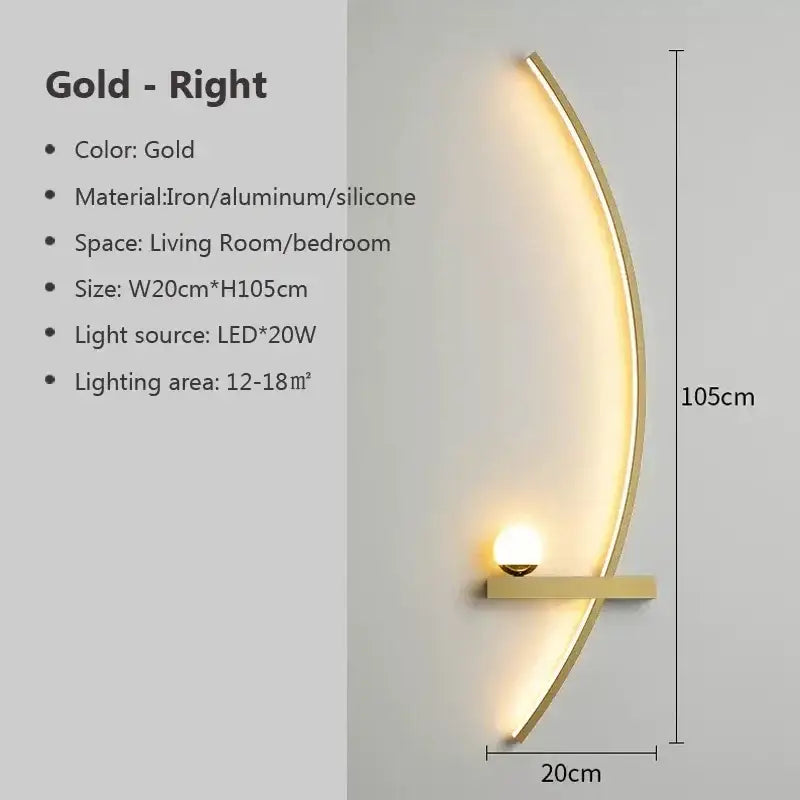 Gold-colored decorbites black gold modern wall sconce with sleek iron aluminum and silicone design for indoor lighting