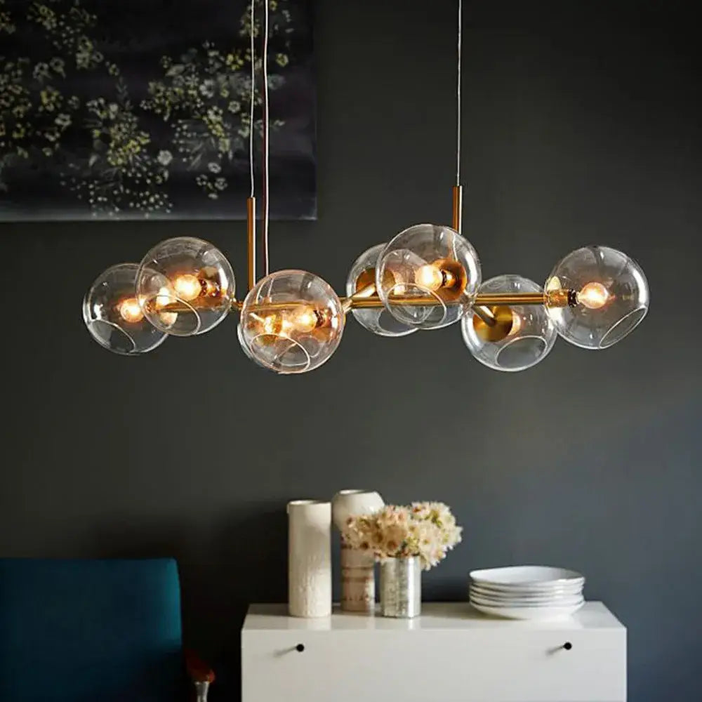 Gold-toned decorbites black gold molecule glass ball chandelier with clear glass globe shades for living room lighting