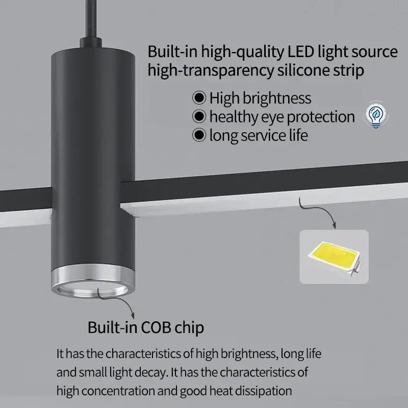Decorbites black gold nordic pendant chandelier with black cylindrical led light and silver metallic base for dining table