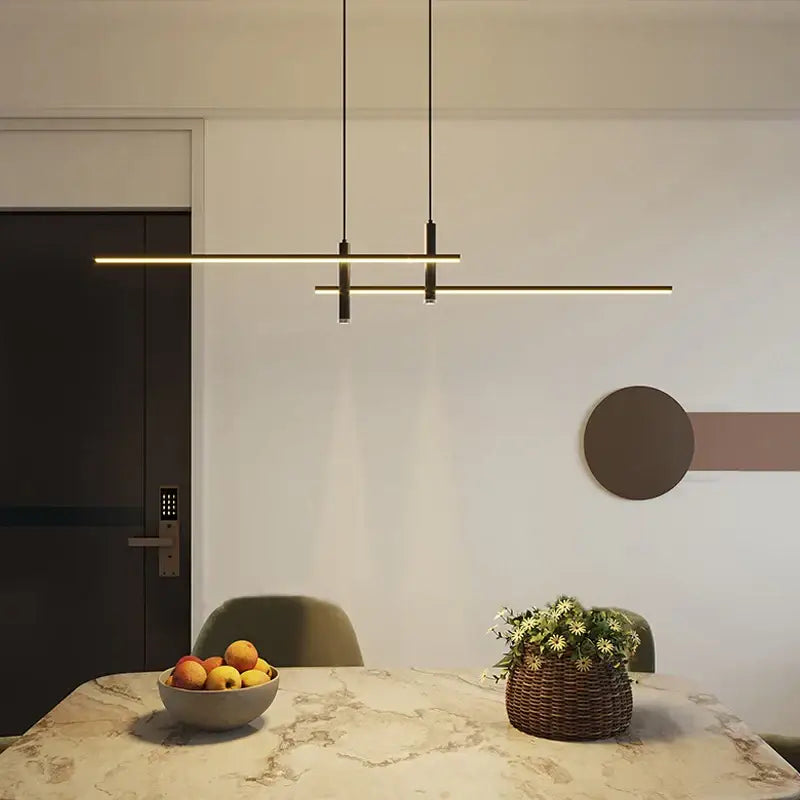 Modern pendant chandelier decorbites black gold with sleek black cords and minimalist black gold nordic design for dining table