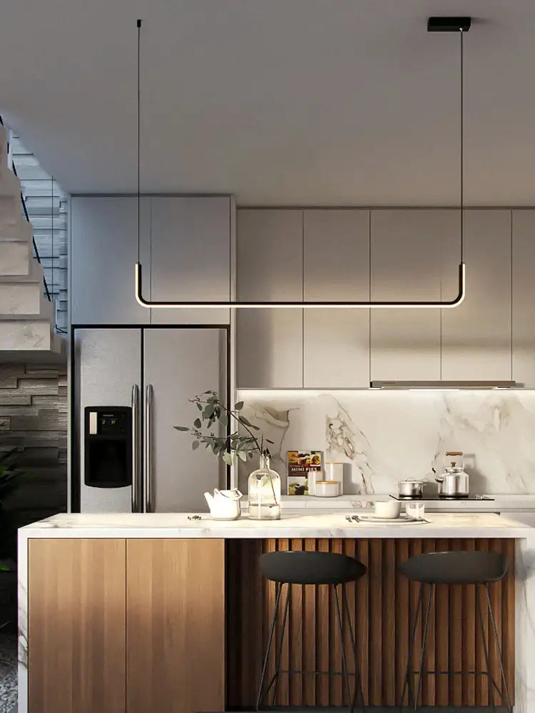 Modern minimalist decorbites black gold pendant chandelier with sleek black frame and integrated led for dining room