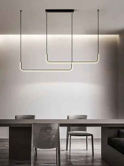 Modern decorbites black gold pendant chandelier with sleek black frames and warm led illumination for dining room