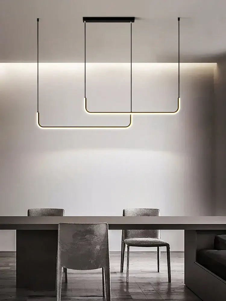 Modern decorbites black gold pendant chandelier with sleek black frames and warm led illumination for dining room