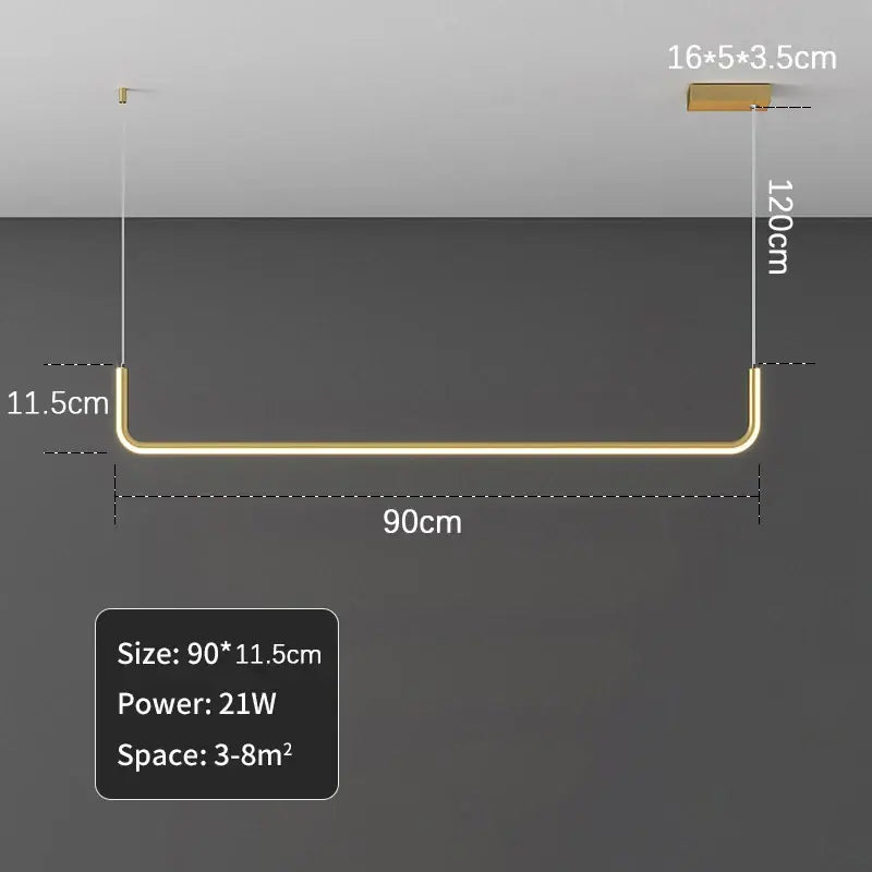 Modern gold-toned led linear pendant light with sleek rectangular fixture in decorbites black gold pendant chandelier design