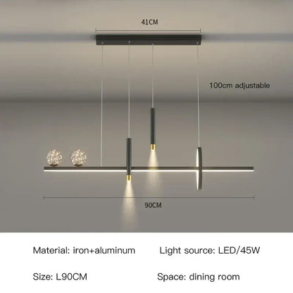 Modern black gold pendant lamp by DecorBites with sleek iron and aluminum frame and three adjustable LED fixtures