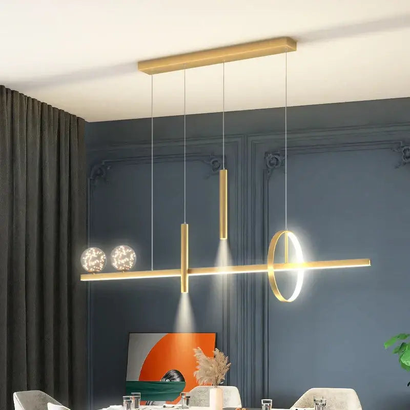 Modern black gold pendant lamp by decorbites featuring sleek gold-toned geometric cylindrical design for indoor use