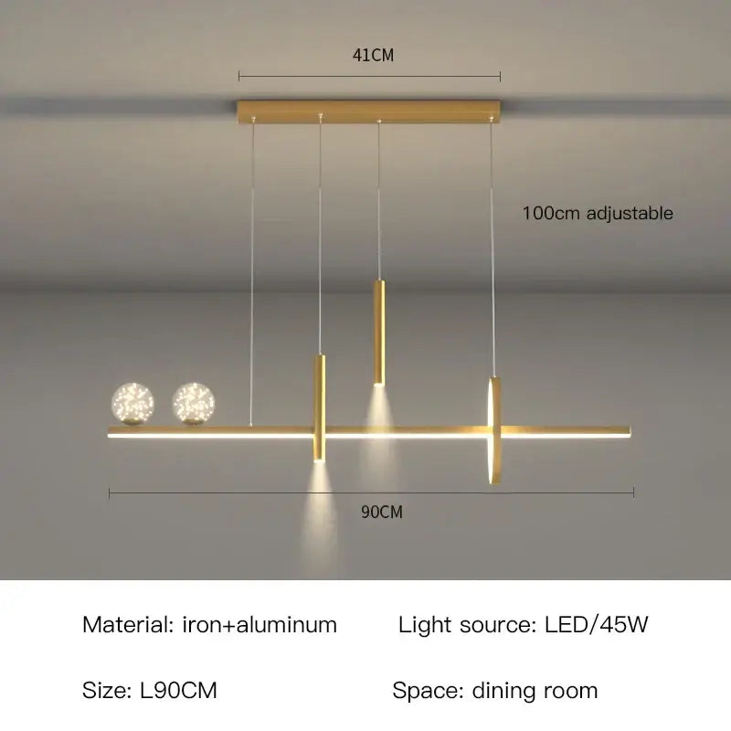 Modern gold-toned decorbites black gold pendant lamp with led illumination and adjustable length for dining room lighting
