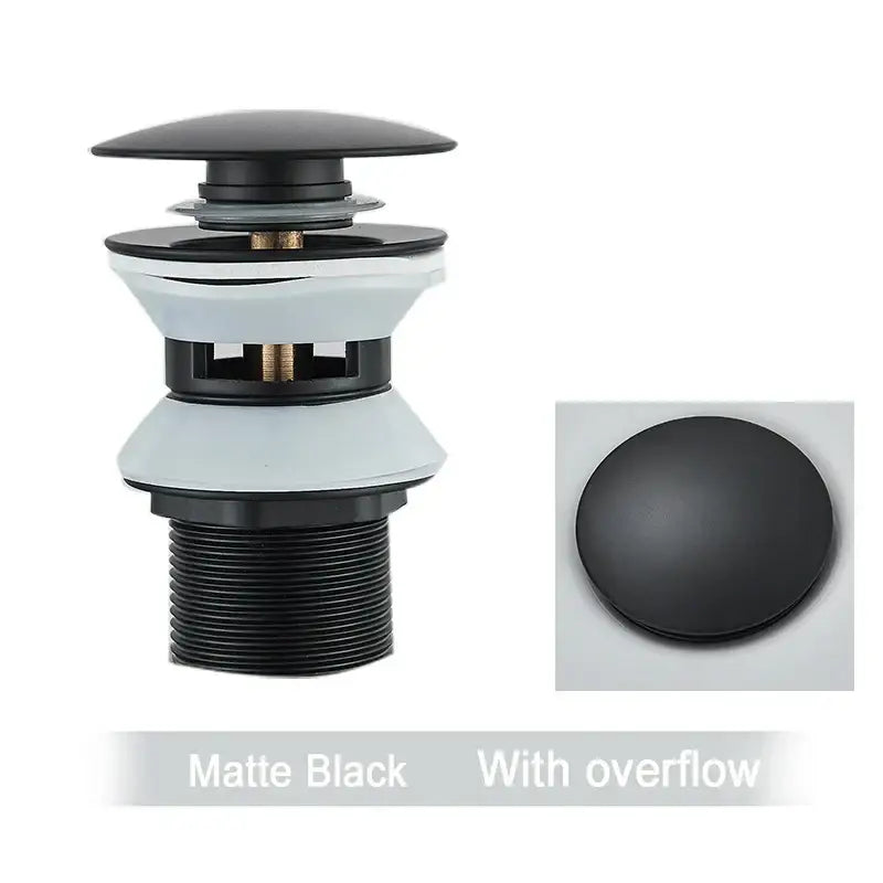 Matte black decorbites black gold pop up drain with overflow feature in faucet accessory kit for bathroom sink