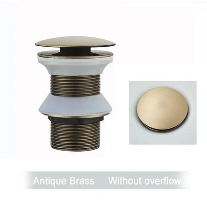 Antique brass bathroom sink overflow drain with rounded top and threaded body in decorbites black gold pop faucet accessory kit