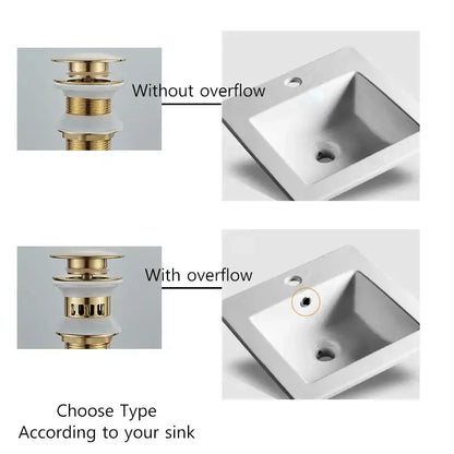 Gold and white ceramic sink drain with overflow option in decorbites black gold pop up faucet accessory kit