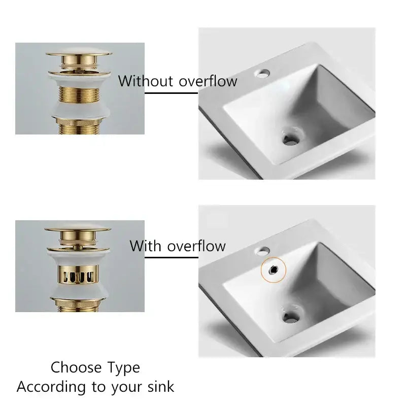 Gold and white ceramic sink drain with overflow option in decorbites black gold pop up faucet accessory kit