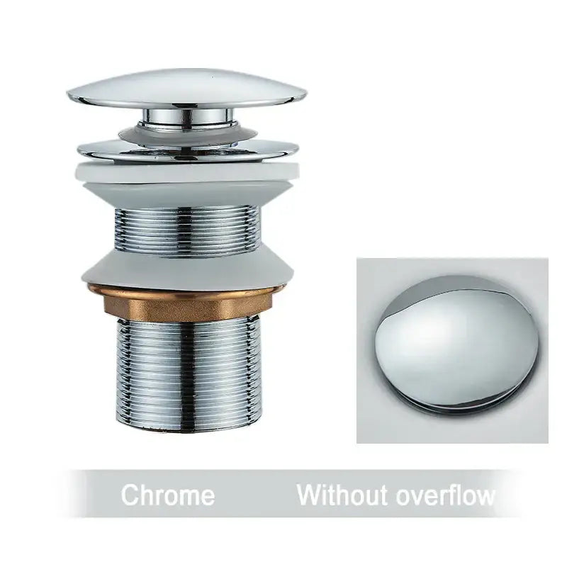 Decorbites black gold pop up drain with chrome finish and sleek multi-tiered design in faucet accessory kit