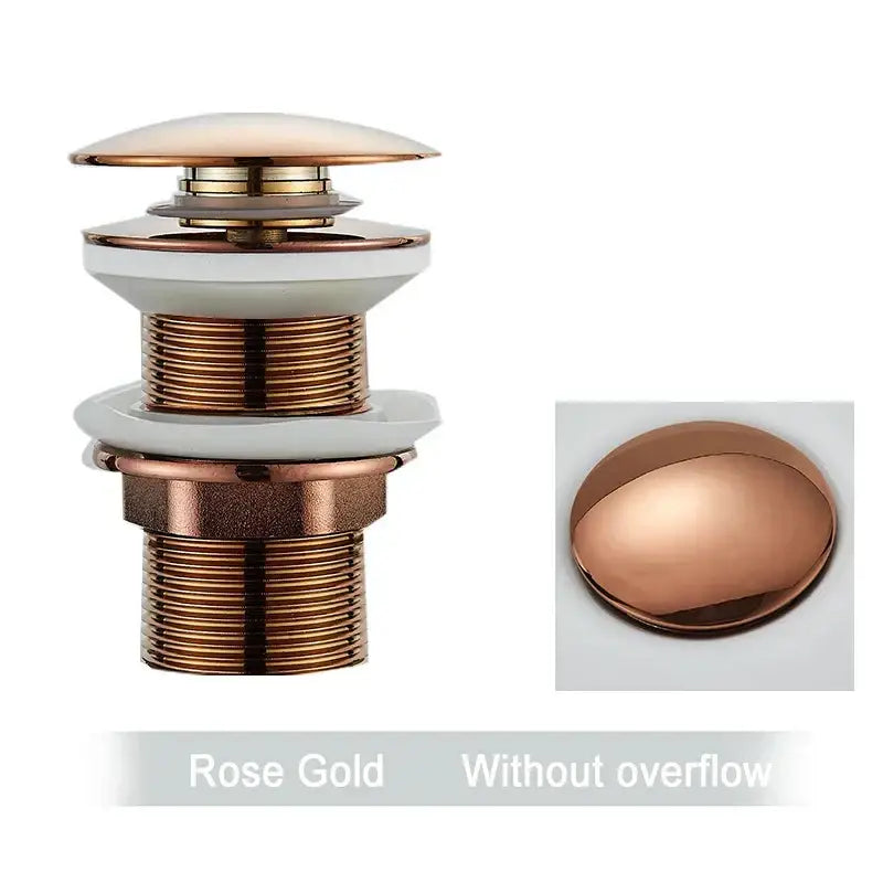 Decorbites black gold pop up drain faucet accessory kit in rose gold with sleek multi-tiered overflow design and polished finish