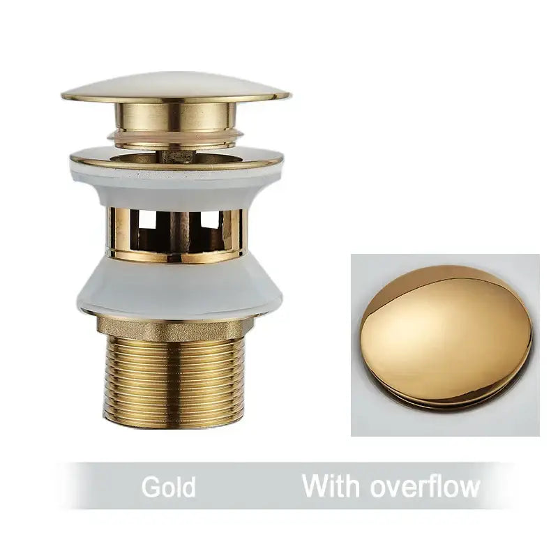 Gold-colored decorbites black gold pop up drain with brass and white ceramic for bathroom sink faucet accessory kit