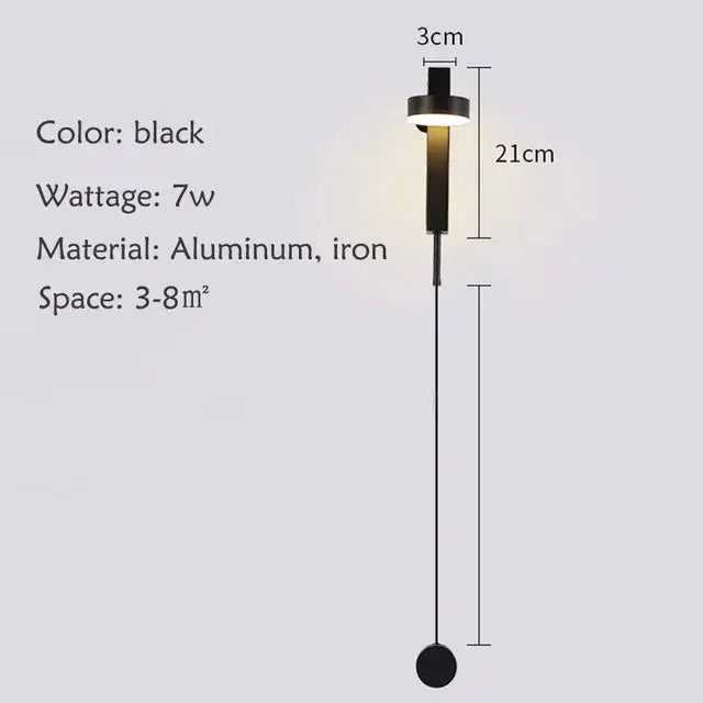 Decorbites black gold rotating led wall lamp featuring a black modern aluminum and iron design with warm light for bedroom and living room