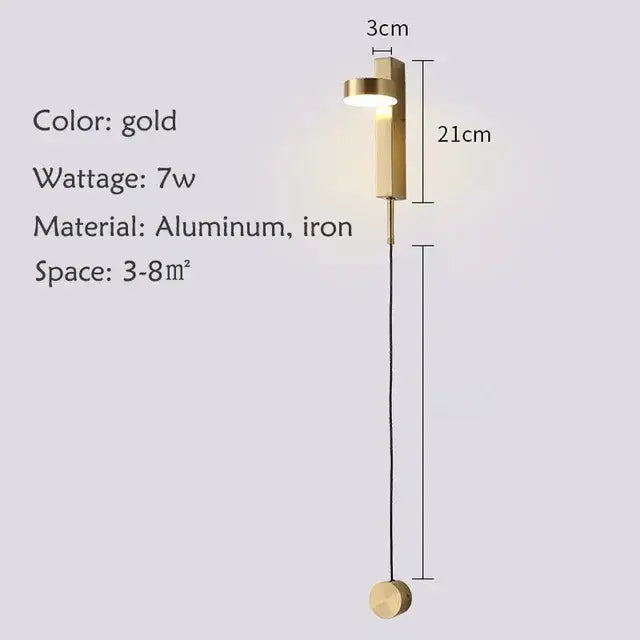 Gold-finished decorbites black gold rotating wall lamp with aluminum and iron for bedroom and living room lighting